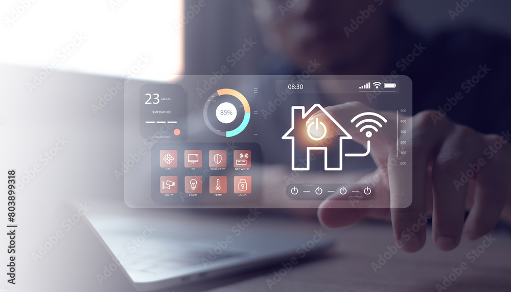 Fototapeta premium Smart home dashboard to control home appliances Assistant technology for smart devices smart home concept