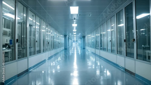 Semiconductor production fab cleanroom, where technology meets precision manufacturing photo