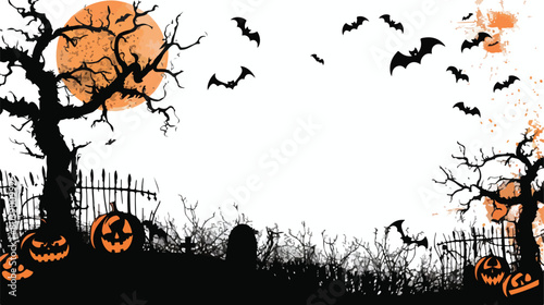 Creative decorations for Halloween on white background