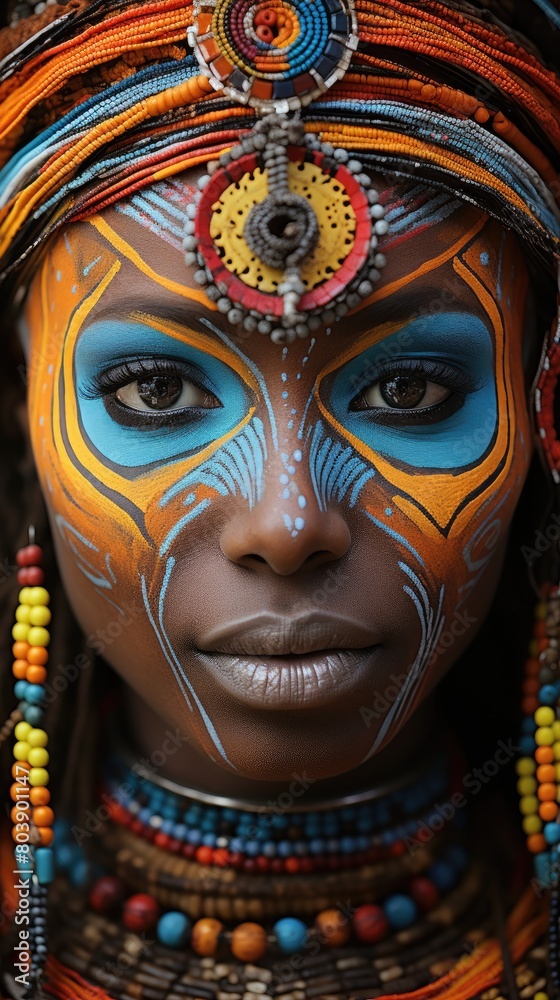 Vibrant tribal face painting