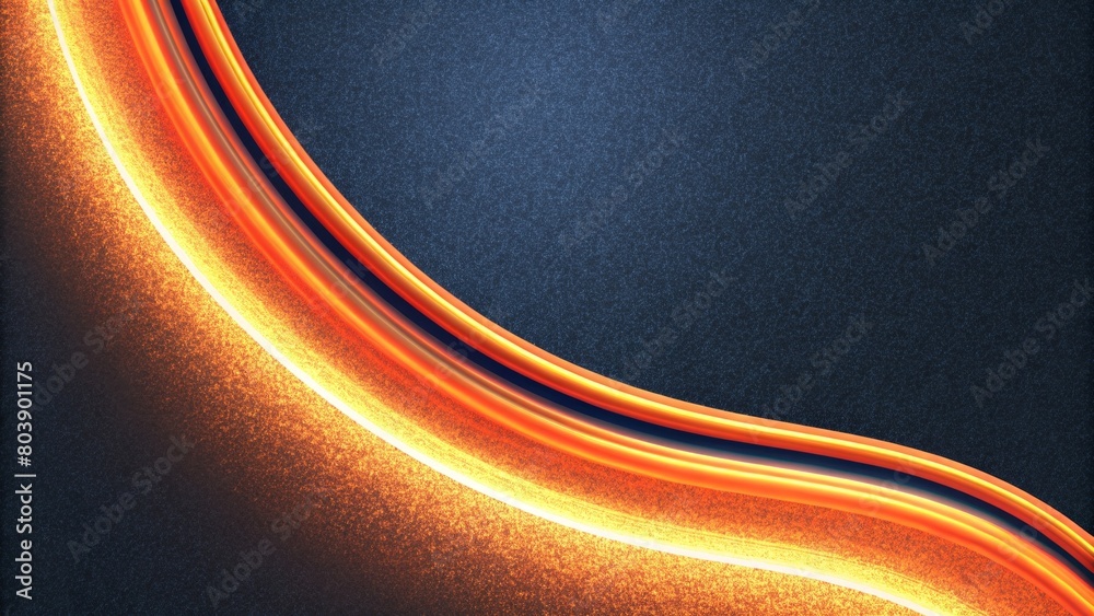Black background with a thin orange light on the left, and a large ...