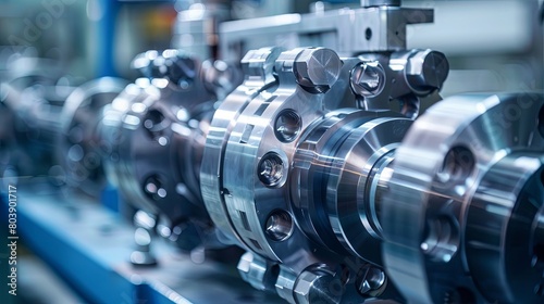 Precision metal machining parts in industrial factory