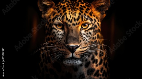 Intense gaze of a majestic leopard
