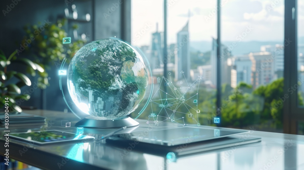 A corporate report highlighting ESG (Environmental, Social, Governance) metrics within the green energy sector, showcasing sustainable business practices in the renewable energy industry