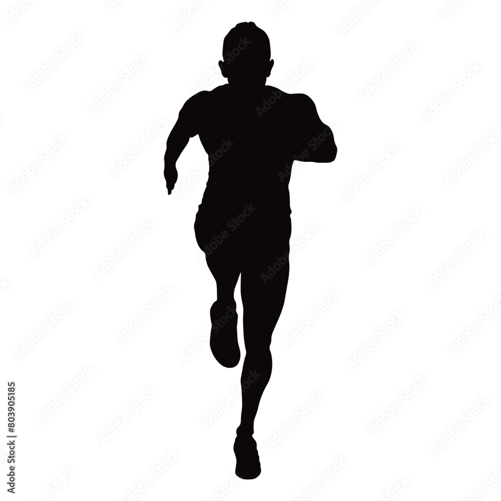 Running Man Silhouette on White Background Running Man Silhouette on White Background