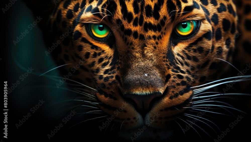 Intense gaze of a majestic leopard