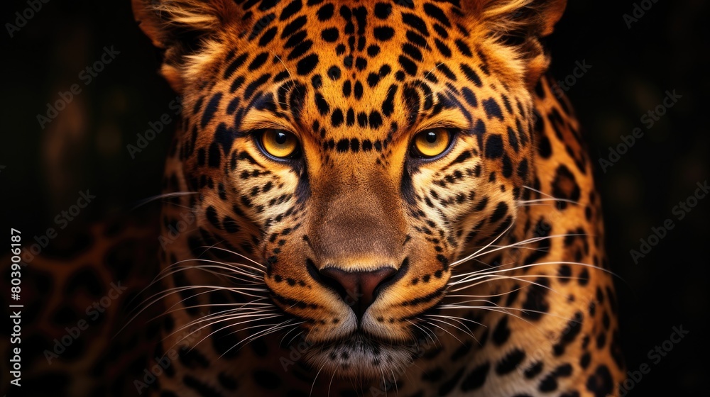 Intense gaze of a powerful leopard Intense gaze of a powerful leopard
