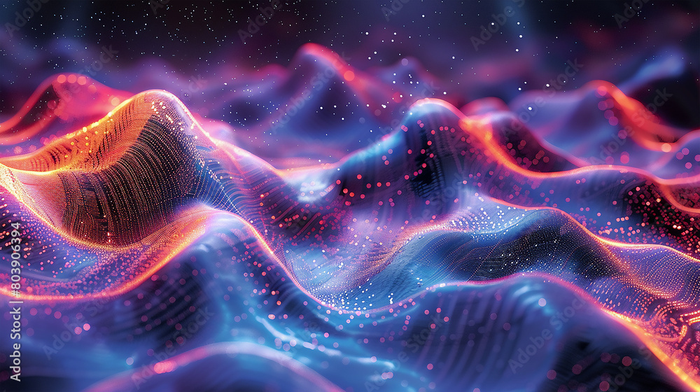 shiny wave abstract background, technology background with blue and red light digital effect corporate concept