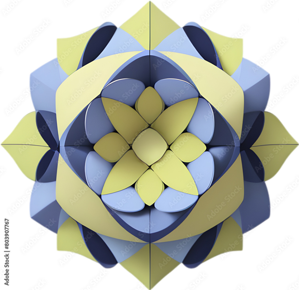 Obraz premium Geometric bloom. A vibrant flower constructed from overlapping geometric shapes. 