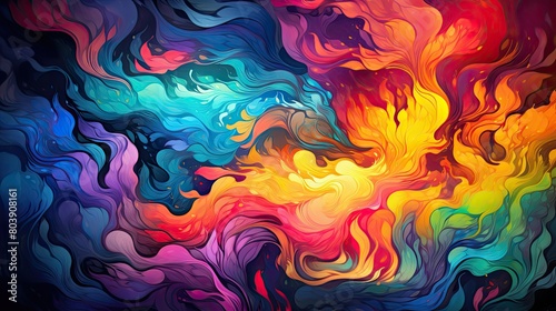 vibrant abstract fluid art painting