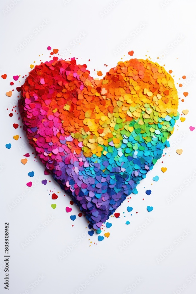Colorful heart made of paper hearts