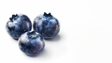 Blueberries with water drops on white background. Healthy food.