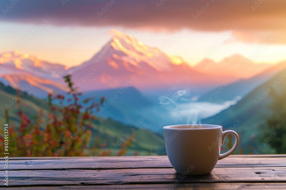 Sunrise Coffee with Mountain View Sunrise Coffee with Mountain View