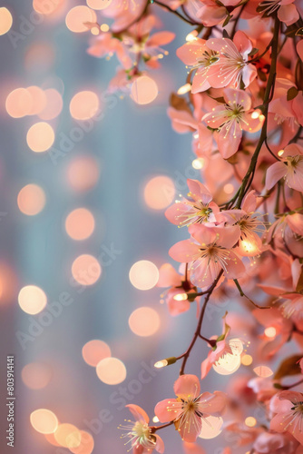 Beautiful fairy lights pattern with flowers for background