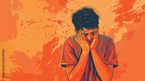 Emotional young man on color background style
