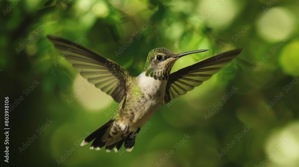 Fototapeta premium A hummingbird flying in the air