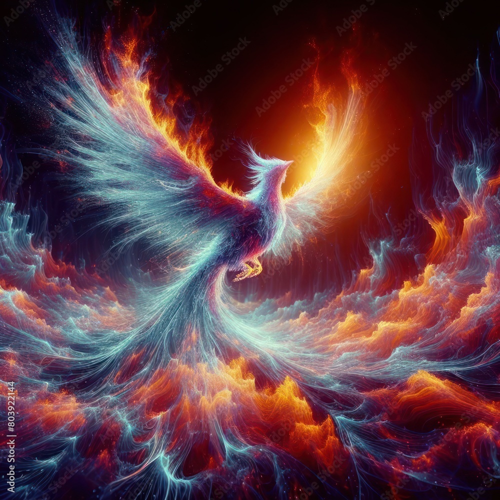 Fototapeta premium a blaze of holographic flames abstract 3D 