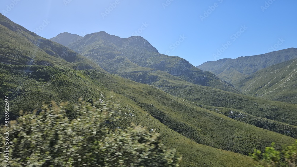 Mountain Range Scenery From Moving Vehicle