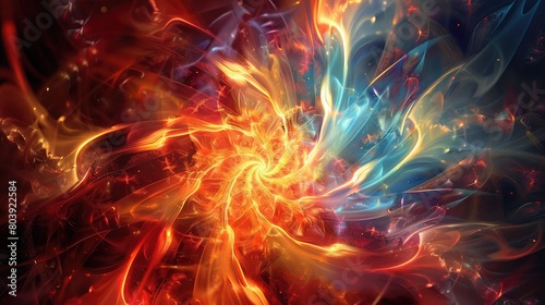Dynamic waves of light emanating from a central source  radiating energy and vibrancy in all directions.