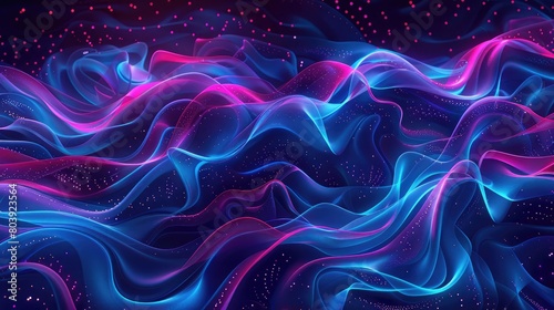 Glowing waves of neon light forming intricate patterns in the darkness, evoking a sense of mystery and wonder.