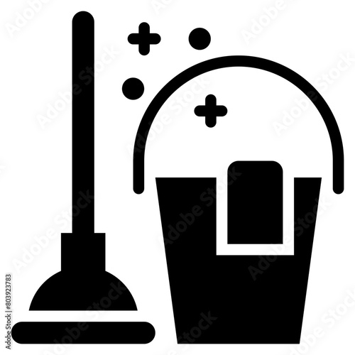 plunger pump toilet bathroom cleaning solid glyph