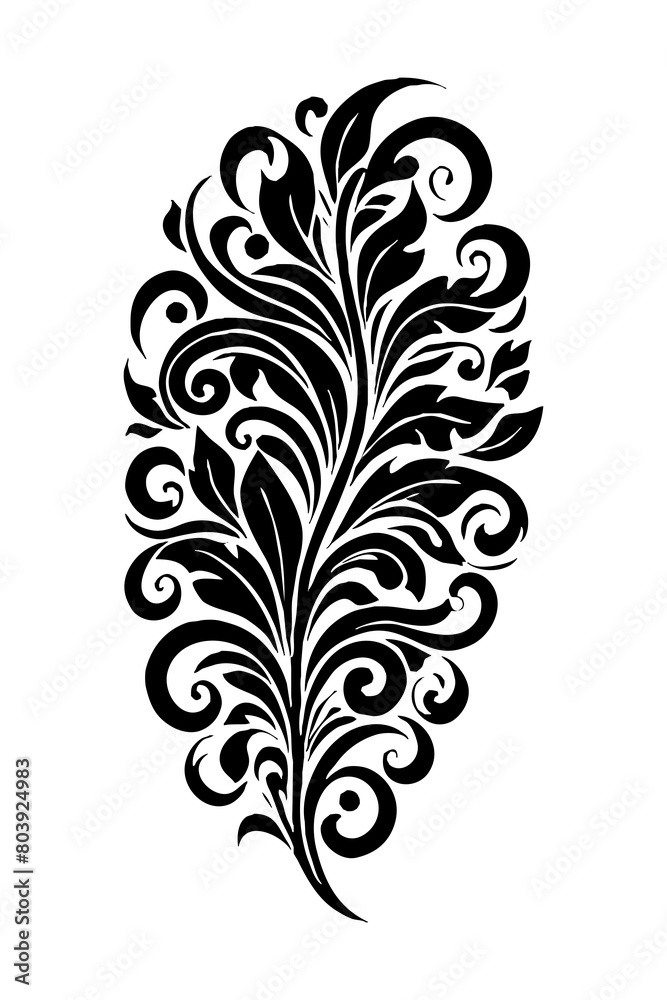 Botanical black and white pattern. For use on tattoos, posters, textiles, T-shirt printing. Generated by Ai Botanical black and white pattern. For use on tattoos, posters, textiles, T-shirt printing. Generated by Ai