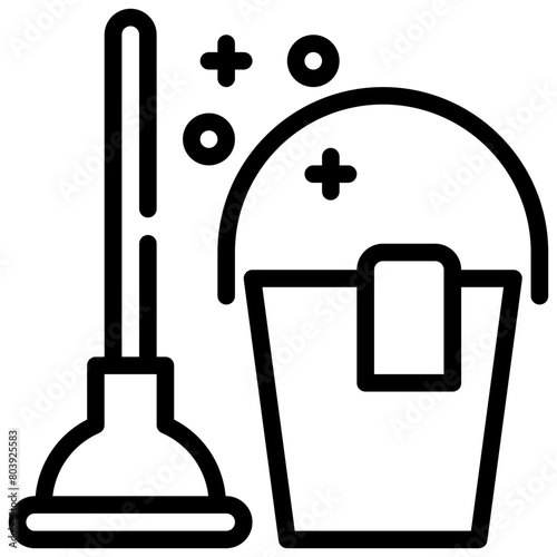 plunger pump toilet bathroom cleaning simple line