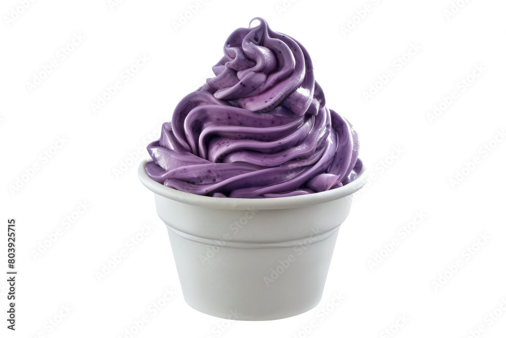 Buttermilk blueberry swirl ice cream cup isolated on transparent background Buttermilk blueberry swirl ice cream cup isolated on transparent background