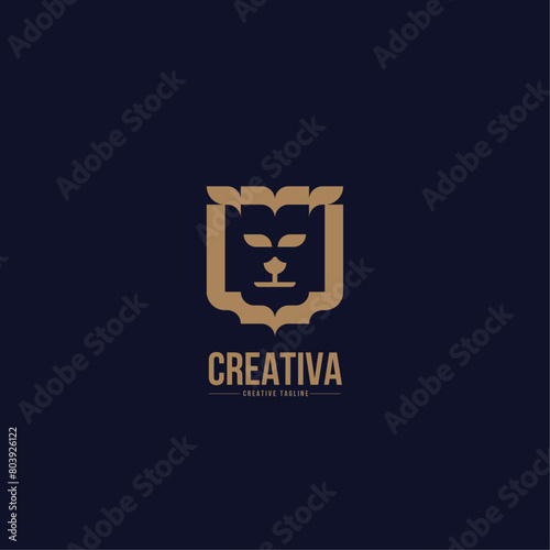 Lion Minimal Line Art Logo Template