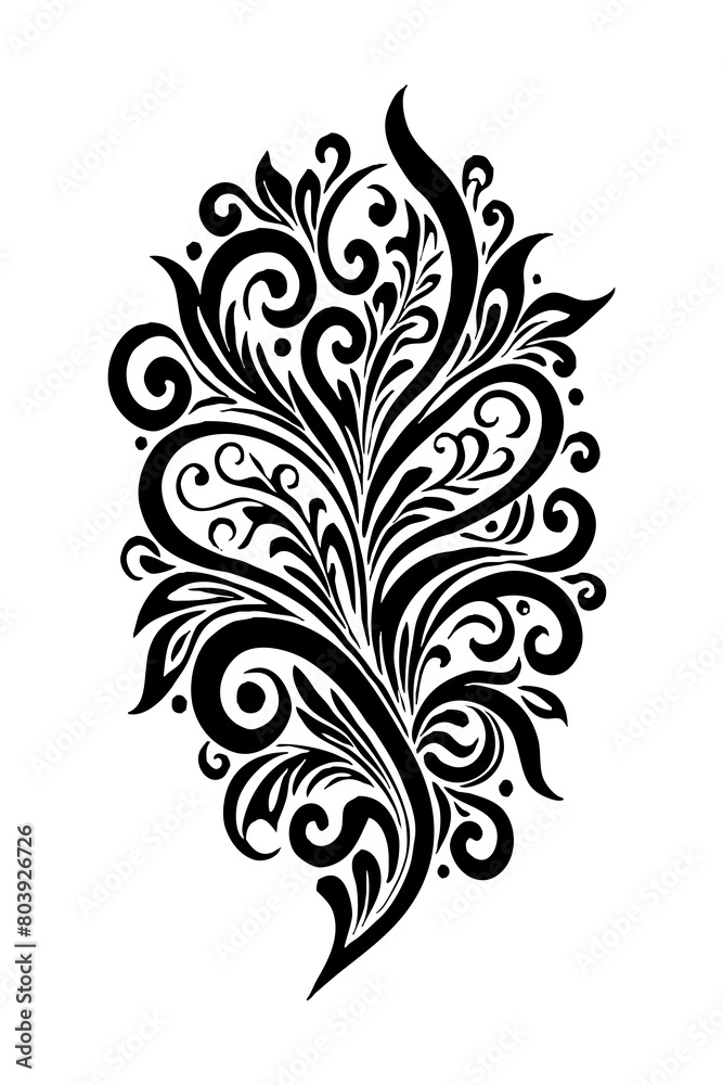 Botanical black and white pattern. For use on tattoos, posters, textiles, T-shirt printing. Generated by Ai Botanical black and white pattern. For use on tattoos, posters, textiles, T-shirt printing. Generated by Ai