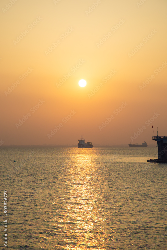 Hengsha Island, Chongming District, Shanghai-Seascape at sunset