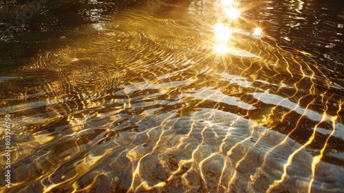 Sunlight reflecting off rippling water, creating a mesmerizing pattern of light and shadow on the ground.
