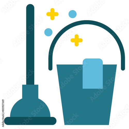 plunger pump toilet bathroom cleaning flat style