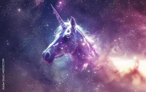 smearing a very cute unicorn with stars in front of the Milky Way galaxy photo