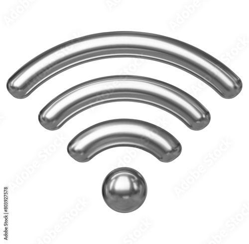 3d metal Wifi icon color. Cartoon minimal style. Online communication concept. Stock vector illustration.