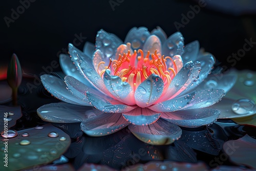 Beautiful water lily on black background