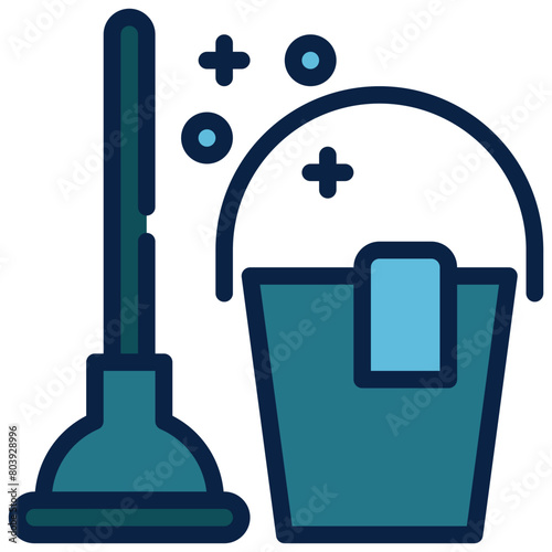 plunger pump toilet bathroom cleaning filled outline
