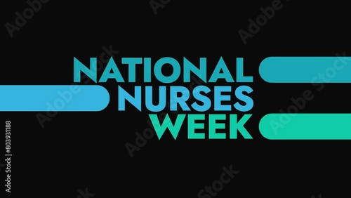 National Nurses Week colorful motion graphics seamlessly loopable text animation on a black background great for celebrating national nurses week in may