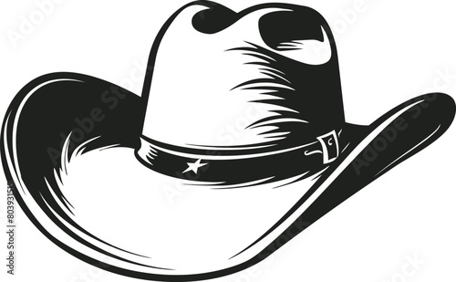 Silhouette cowboy hat icon and logo on white background with cowboy hat vector