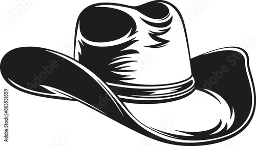 Silhouette cowboy hat icon and logo on white background with cowboy hat vector