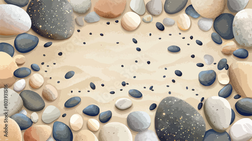 Frame made of pebble stones on sand style vector
