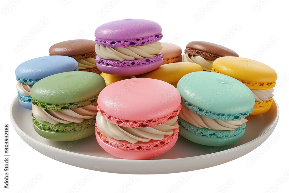 Obraz premium Colorful macaroons isolated on transparent background