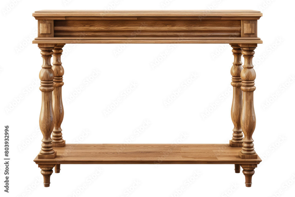 Console wooden table isolated on transparent background Console wooden table isolated on transparent background