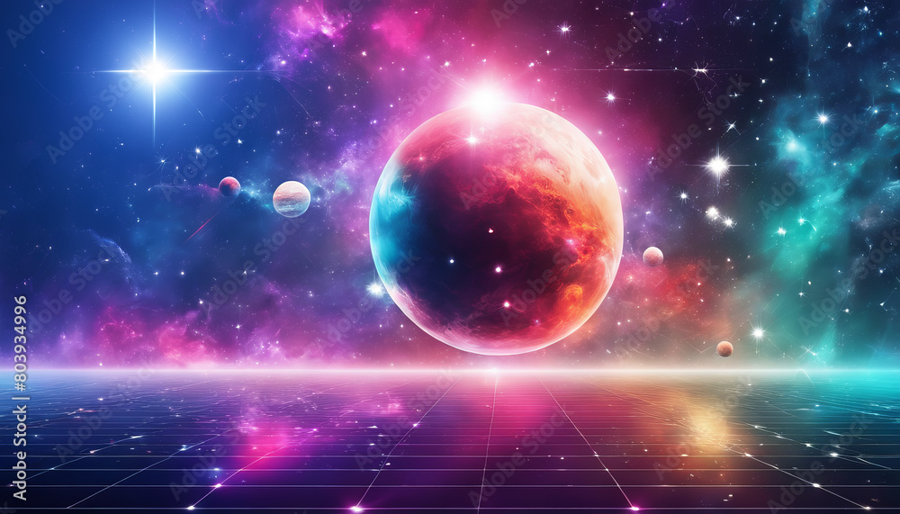 Beautiful bright cosmic landscape as a background.