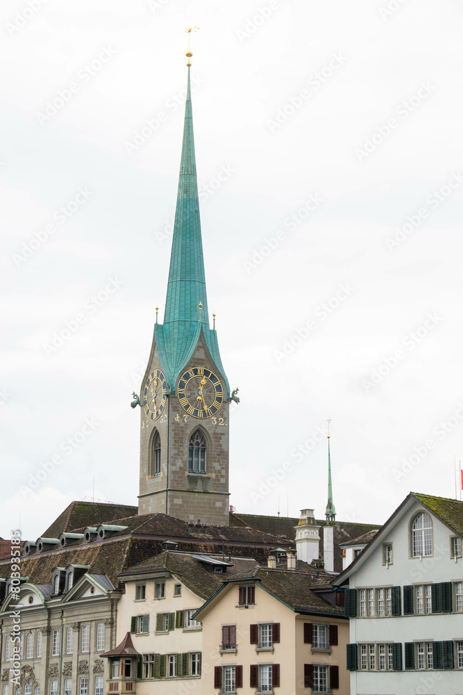 Scenic summer view of the Old Town architecture of Zurich Scenic summer view of the Old Town architecture of Zurich