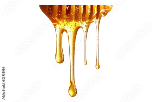 Dripping liquid honey isolated on transparent background photo