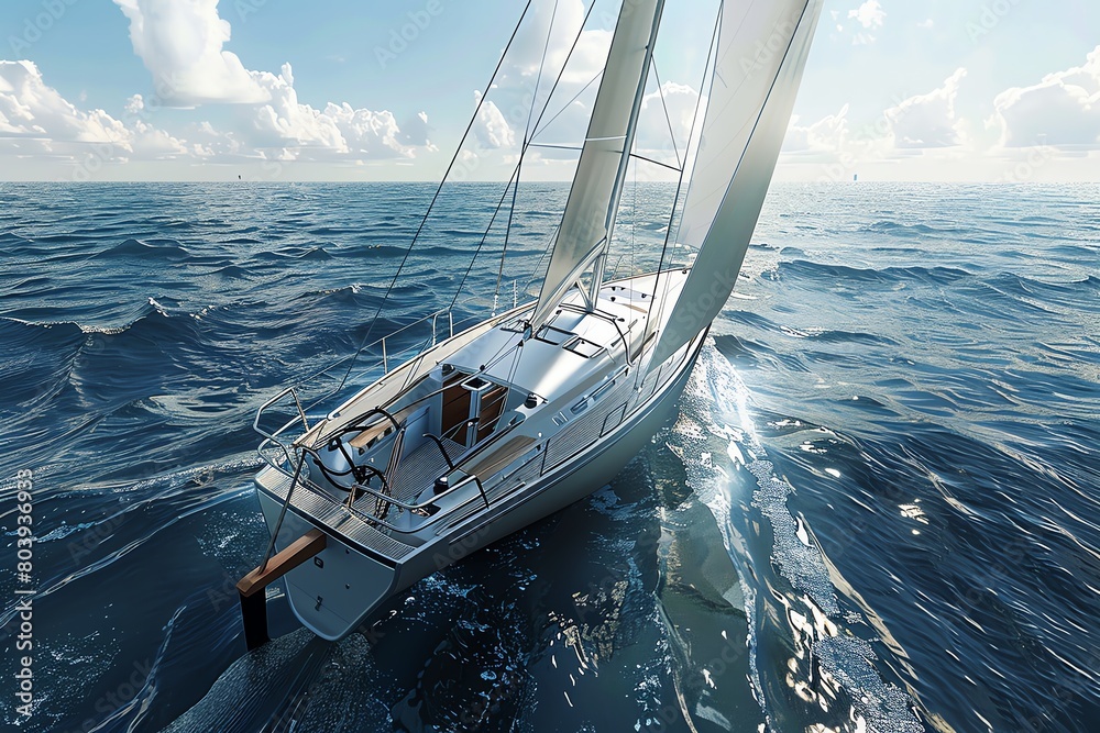 Fototapeta premium Sailboat Sailing boat on the ocean High angle view