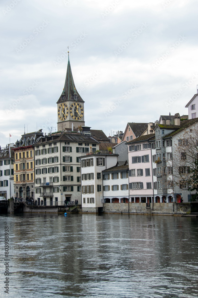 Scenic summer view of the Old Town architecture of Zurich