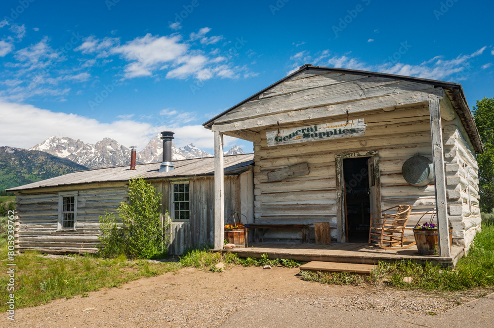 The Menors General Store at Bill Menor's homestead cabin Grand Teton National Park in Northwestern Wyoming The Menors General Store at Bill Menor's homestead cabin Grand Teton National Park in Northwestern Wyoming