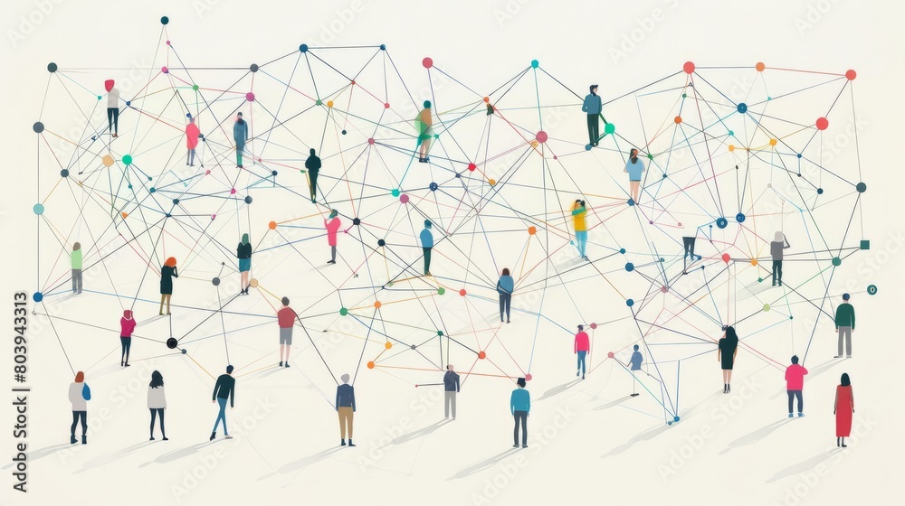 An illustration of people connected by lines representing a network. An illustration of people connected by lines representing a network.